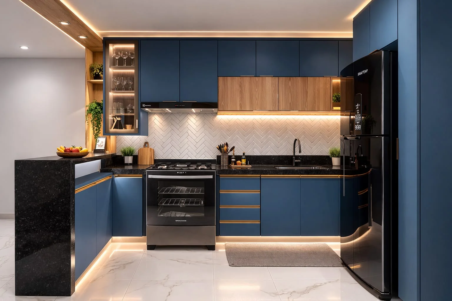 Render 3D de cozinha planejada